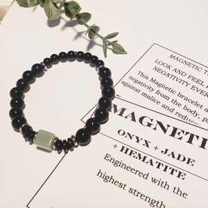 MAGNETIC Men's Energy bracelet Onyx Jade HEMATITE black